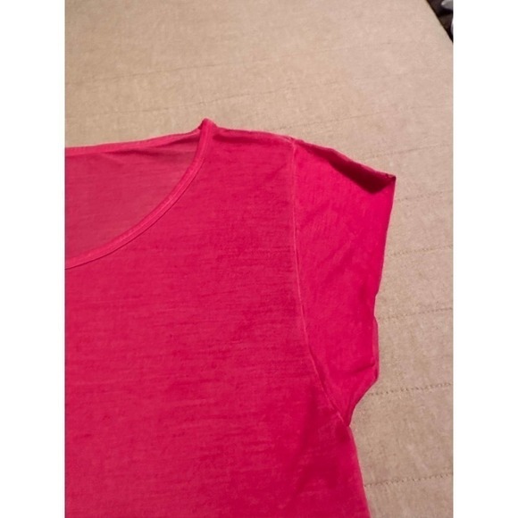 Women’s Majestic Filatures Pink 100% Silk Cap Sleeve Scoop Neck Hand Dyed Tee - Picture 7 of 10